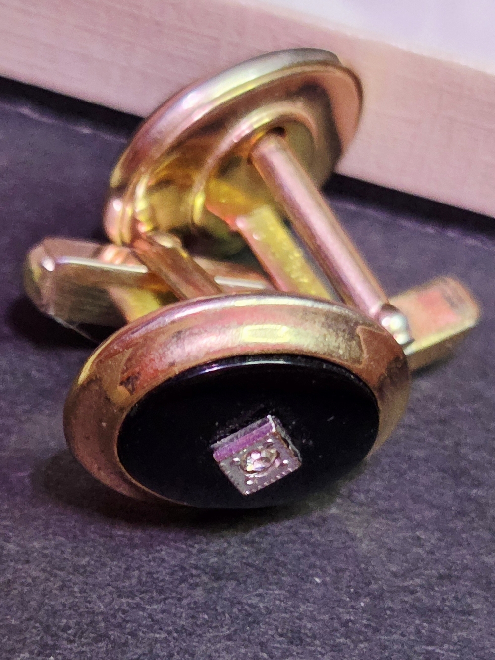 Anson Gold-Tone Black Enamel Men’s Cufflinks with Center Accent